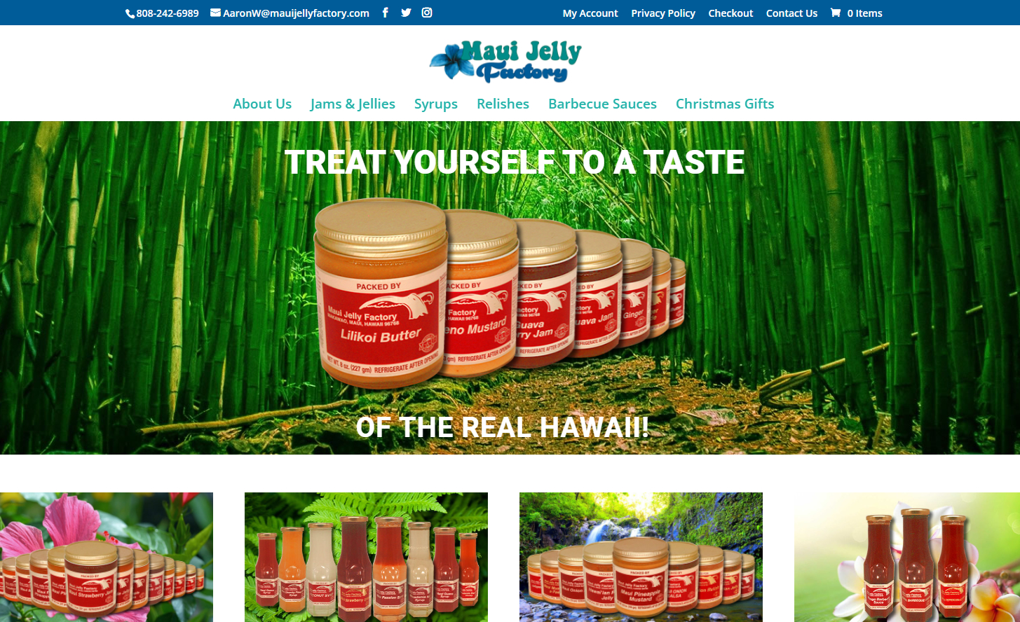 Maui Jelly Factory website, created by Maui Web Designs